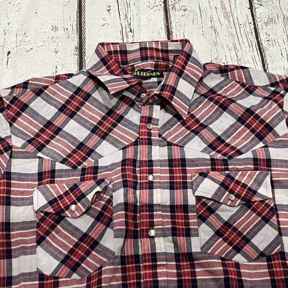 LifeTrends Plaid Western Rockabilly Cowboy Rancher Button Down Vintage Shirt - Picture 4 of 8